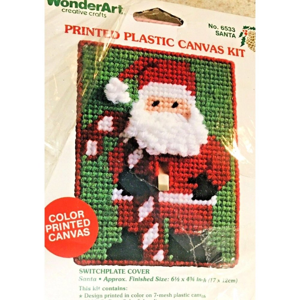 Santa Needlepoint Kit Switch Plate Cover Plastic Canvas #6533 New Open Package
